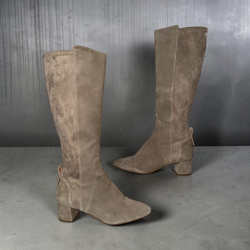 Cole Haan Go-To Block Heel Knee High Boot Womens 8B Irish Coffee Suede Stretch